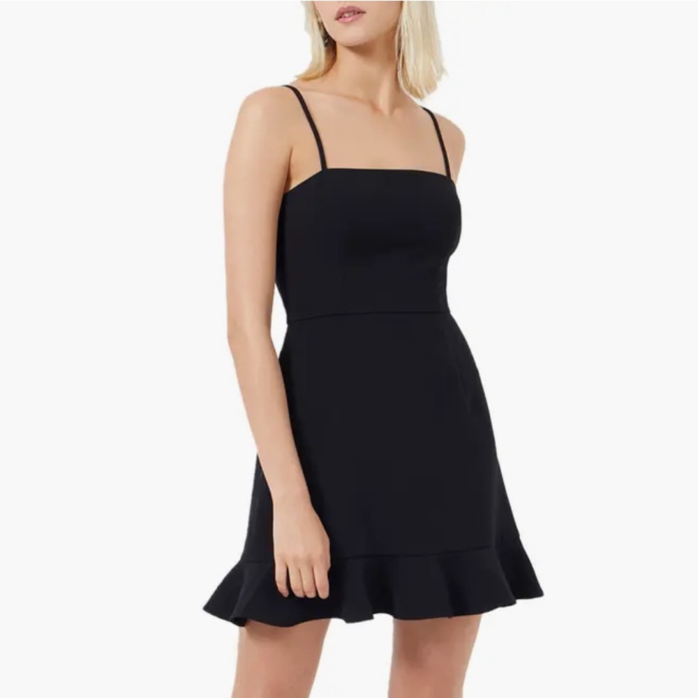 nwot french connection whisper frill hem dress black sz 0